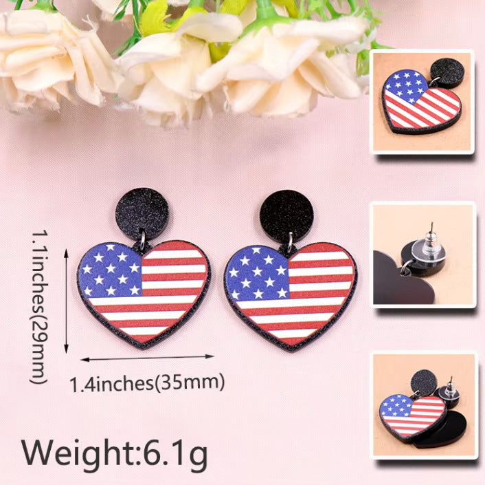 Wholesale Independence Day Heart Earrings